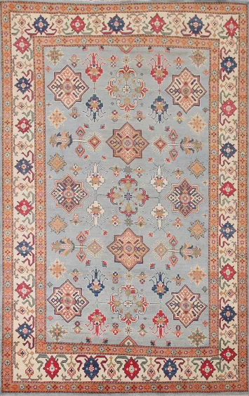 Light Blue Kazak Handmade Area Rug 7x10
