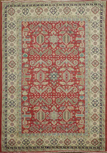 Geometric Red Kazak Oriental Area Rug 7x10