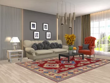 South Western Kazak Wool Area Rug 7x10