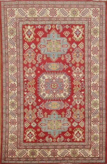 South Western Kazak Handmade Red Area Rug 6x10