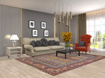 Geometric Kazak Oriental Area Rug 7x10