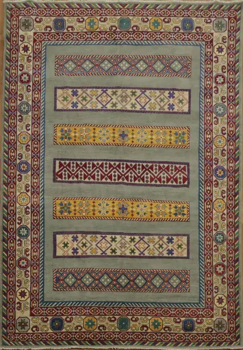 Geometric Kazak Oriental Area Rug 7x10