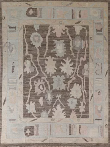 Earth Tone Wool Oushak Vegetable Dye Area Rug 8x10
