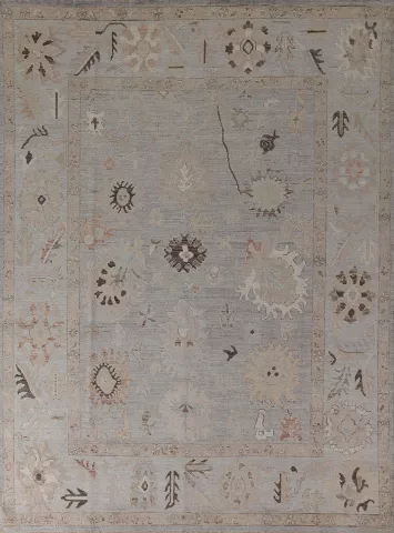 Muted Floral Oushak Vegetable Dye Area Rug 8x10