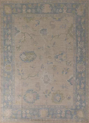 Earth Tone Oushak Vegetable Dye Wool Area Rug 8x10