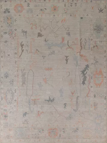 Earth Tone Oushak Vegetable Dye Wool Area Rug 8x10