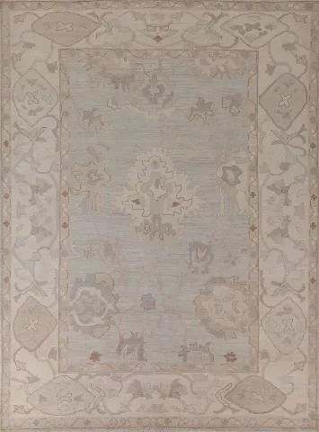 Muted Color Green Oushak Vegetable Dye Area Rug 8x10