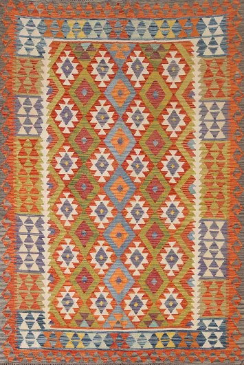 Reversible Wool Kilim Oriental Area Rug 6x8