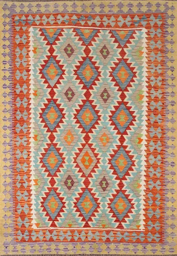 South Western Kilim Wool Area Rug 6x8