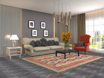 South Western Kilim Wool Area Rug 6x8