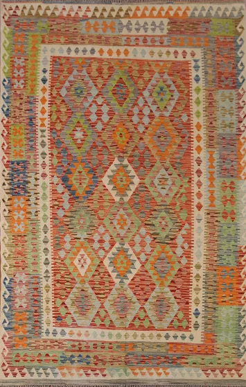South Western Kilim Wool Area Rug 7x10