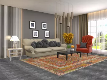 South Western Kilim Wool Area Rug 7x10