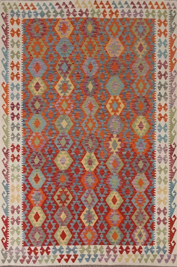 Multicolor Kilim Reversible Wool Area Rug 7x10