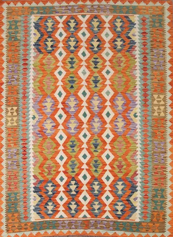 South Western Kilim Wool Area Rug 6x8
