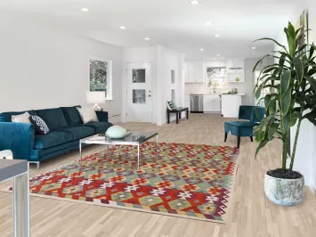 Geometric Kilim Multicolor Wool Area Rug 7x10