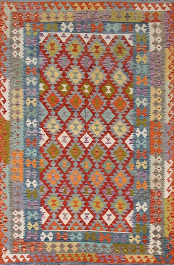 Reversible Kilim Multicolor Wool Area Rug 7x10
