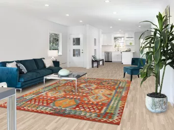 Geometric Kilim Reversible Wool Area Rug 7x10