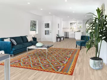 Geometric Kilim Reversible Wool Area Rug 7x10