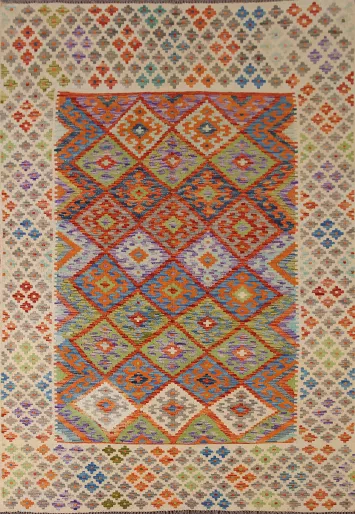 Reversible Wool Kilim Oriental Area Rug 6x8