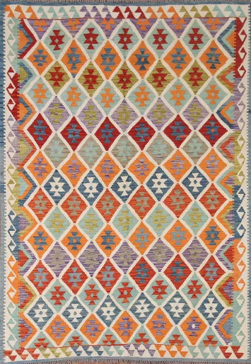 All-Over Trellis Kilim Oriental Area Rug 6x8