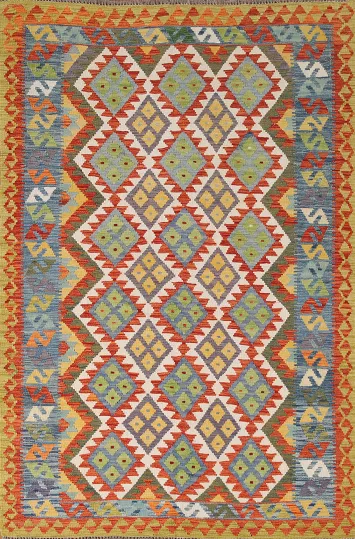 Reversible Wool Kilim Oriental Area Rug 6x8