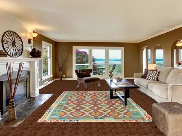 Geometric Kilim Reversible Wool Area Rug 7x10