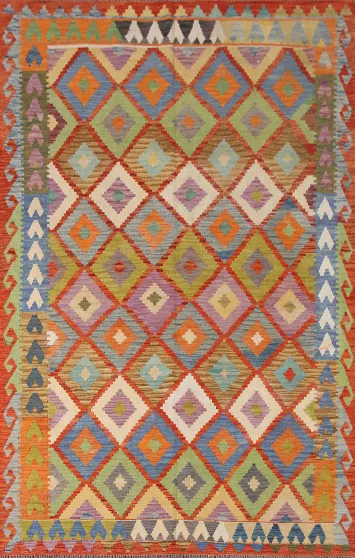 Multicolor Kilim Reversible Wool Area Rug 7x10