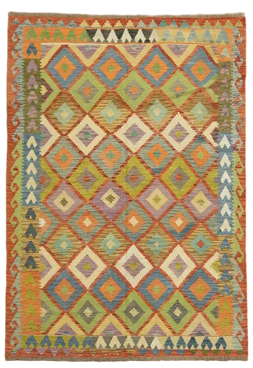 Multicolor Kilim Reversible Wool Area Rug 7x10