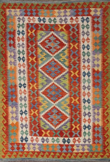 Reversible Wool Kilim Oriental Area Rug 6x8