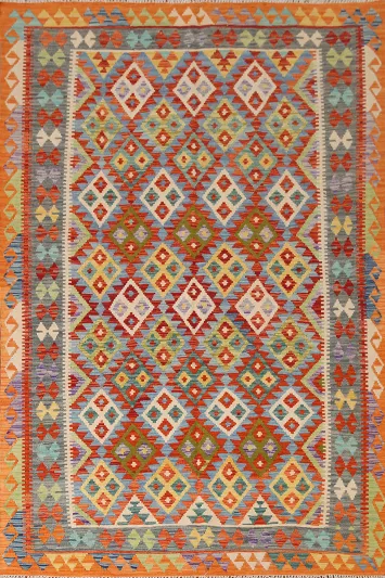 Reversible Wool Kilim Oriental Area Rug 6x8