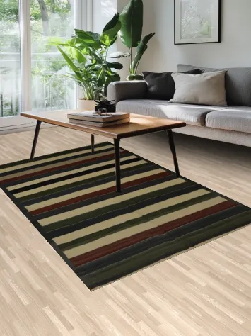 Organic Charm Striped Kilim Area Rug 5x8 for Cozy Atmosphere