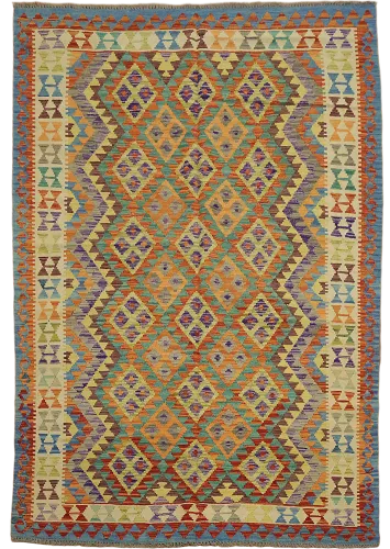 Reversible Wool Kilim Oriental Area Rug 6x8