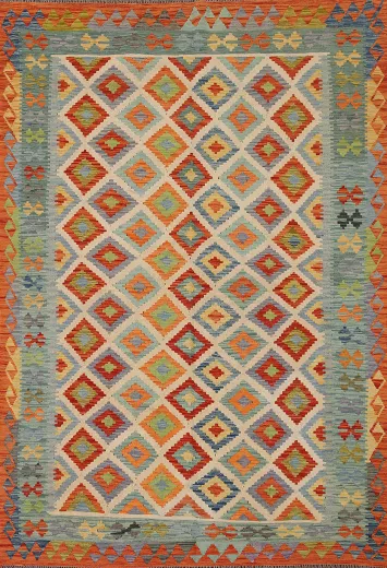 Multicolor Wool Kilim Oriental Area Rug 6x8