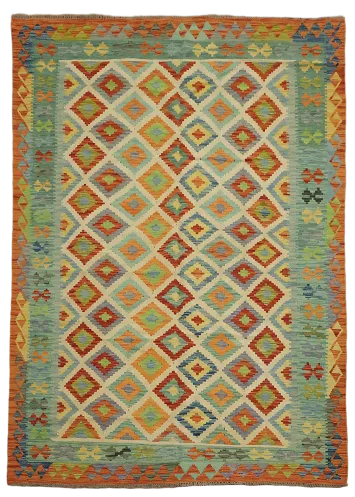 Multicolor Wool Kilim Oriental Area Rug 6x8