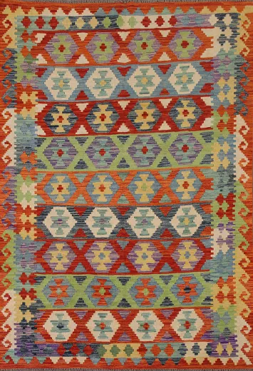 Reversible Wool Kilim Oriental Area Rug 6x8