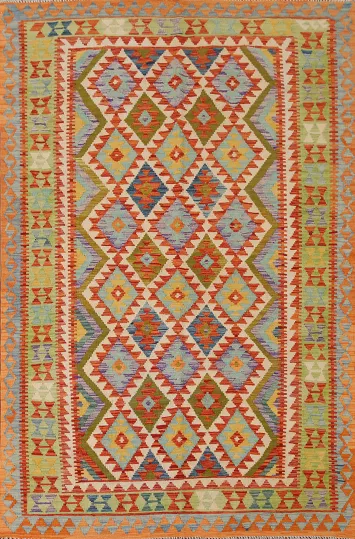 Multicolor Kilim Reversible Wool Area Rug 6x8