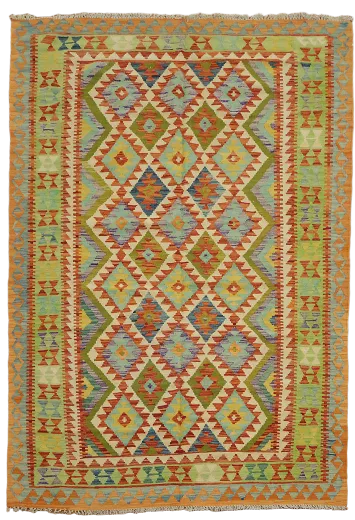 Multicolor Kilim Reversible Wool Area Rug 6x8