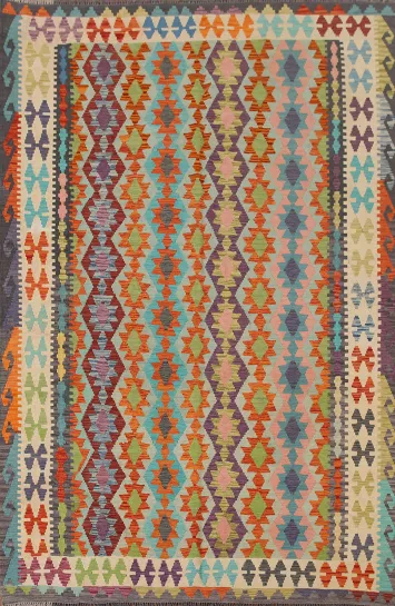 Reversible Wool Kilim Oriental Area Rug 7x10