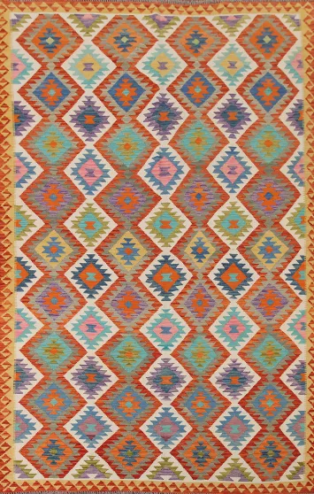 Multicolor Kilim Reversible Wool Area Rug 7x10