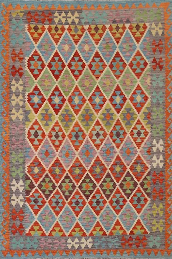 Multicolor Kilim Reversible Wool Area Rug 7x9