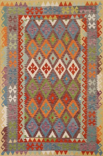 Multicolor Kilim Reversible Wool Area Rug 7x9
