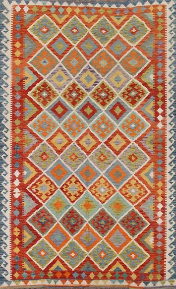 Multicolor Kilim Reversible Wool Area Rug 7x10