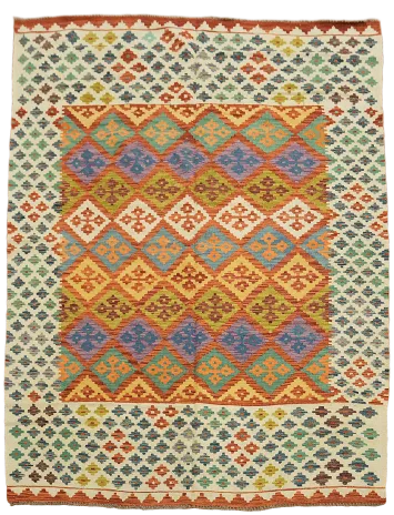 Multicolor Wool Kilim Oriental Area Rug 6x8