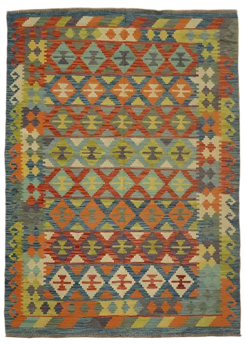 Reversible Wool Kilim Oriental Area Rug 6x8