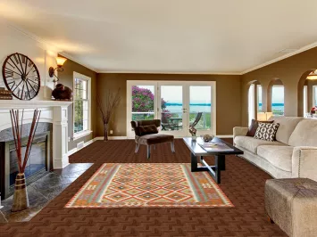 Geometric Kilim Wool Area Rug 6x8