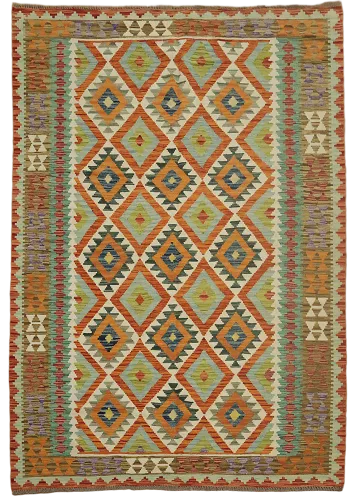 Geometric Kilim Wool Area Rug 6x8