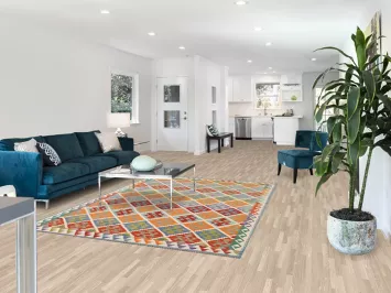 Geometric Kilim Reversible Wool Area Rug 6x8