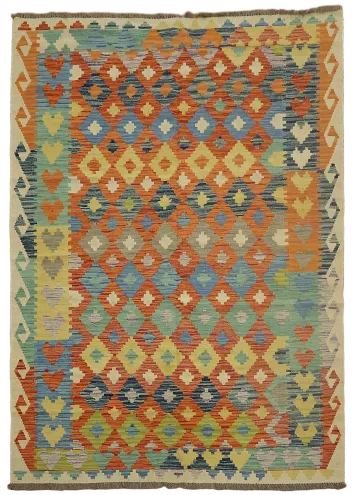 Multicolor Wool Kilim Oriental Area Rug 6x8