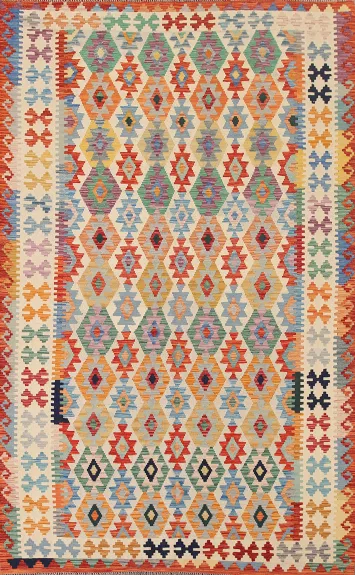 Geometric Kilim Wool Area Rug 7x10