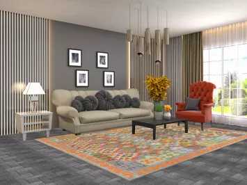 Multicolor Kilim Wool Area Rug 7x10